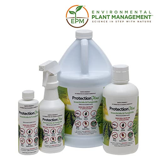 Eco-Safe Plant Protection, Broad Spectrum Insecticide, Fungicide, Miticide; Kill and Repel Mites, Whitefly, Aphids, Thrips, More; EPM Protection Plus 8 Oz Concentrate