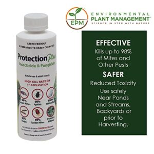 Eco-Safe Plant Protection, Broad Spectrum Insecticide, Fungicide, Miticide; Kill and Repel Mites, Whitefly, Aphids, Thrips, More; EPM Protection Plus 8 Oz Concentrate