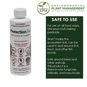 Eco-Safe Plant Protection, Broad Spectrum Insecticide, Fungicide, Miticide; Kill and Repel Mites, Whitefly, Aphids, Thrips, More; EPM Protection Plus 8 Oz Concentrate