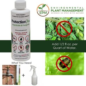 Eco-Safe Plant Protection, Broad Spectrum Insecticide, Fungicide, Miticide; Kill and Repel Mites, Whitefly, Aphids, Thrips, More; EPM Protection Plus 8 Oz Concentrate