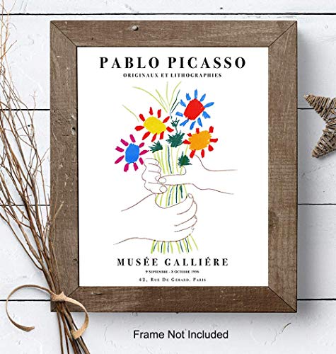 Pablo Picasso Poster - 8x10 Picasso Wall Art - Pablo Picasso Prints - Gallery Wall Art - Bouquet of Peace - Flowers - Museum Poster