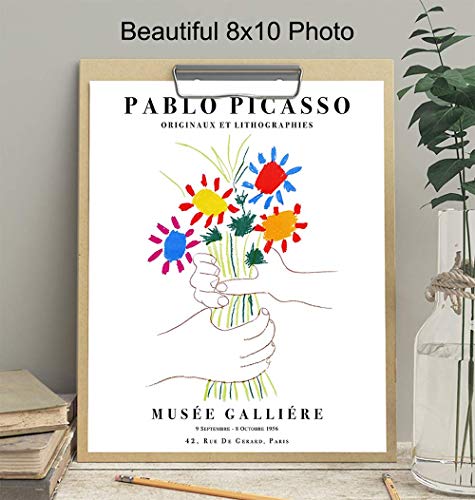 Pablo Picasso Poster - 8x10 Picasso Wall Art - Pablo Picasso Prints - Gallery Wall Art - Bouquet of Peace - Flowers - Museum Poster