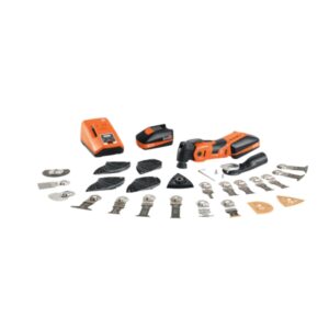 Fein Multimaster Tool AMM 700 Max Top Oscillating Kit - 18V Battery-Powered Cordless Multi Tool for Interior Work and Renovation - Includes 60 Accessories with Case - 71293461090