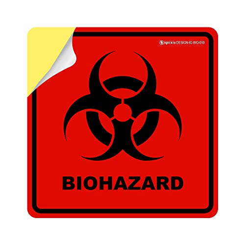 Biohazard Stickers- 5.5" x 5.5" Biohazard Labels (Pack of 10) - UV Coated Label- Biohazard Warning Sign for Labs, Hospitals and Industrial Use Universal Biohazard Symbol by Ignixia