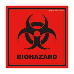 biohazard stickers- 5.5" x 5.5" biohazard labels (pack of 10) - uv coated label- biohazard warning sign for labs, hospitals and industrial use universal biohazard symbol by ignixia