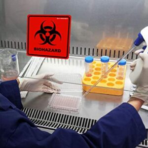 Biohazard Stickers- 5.5" x 5.5" Biohazard Labels (Pack of 10) - UV Coated Label- Biohazard Warning Sign for Labs, Hospitals and Industrial Use Universal Biohazard Symbol by Ignixia