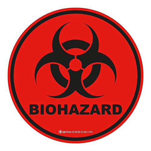 Ignixia Biohazard Sign Decals (Pack of 10) Round Stickers for Hospitals, Labs, and Industrial use Universal Biohazard Symbol