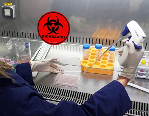 Ignixia Biohazard Sign Decals (Pack of 10) Round Stickers for Hospitals, Labs, and Industrial use Universal Biohazard Symbol