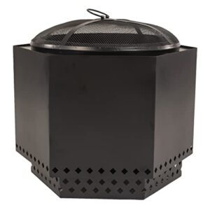 Dragonfire Smokeless Firepit, Accessories Included: Spark Screen, Base Stand, and Weatherproof Cover. Wood Pellet/Log Burning Large Outdoor Fire pit. Matte Black Finish, 23.5 Inch Backyard Patio Size.