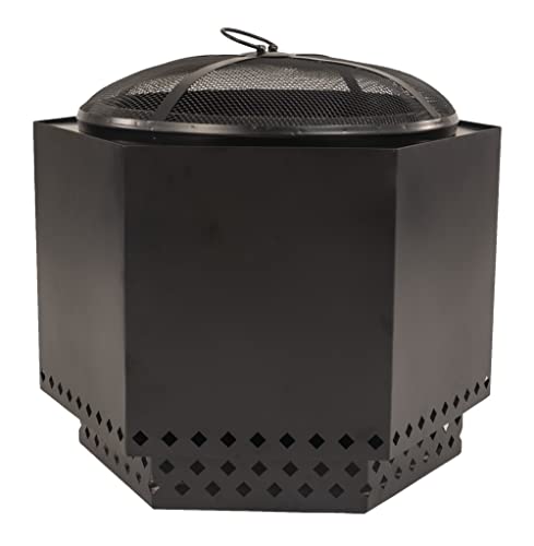 Dragonfire Smokeless Firepit, Accessories Included: Spark Screen, Base Stand, and Weatherproof Cover. Wood Pellet/Log Burning Large Outdoor Fire pit. Matte Black Finish, 23.5 Inch Backyard Patio Size.