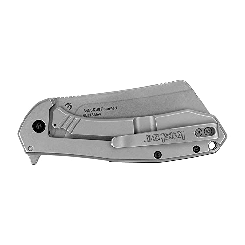 Kershaw Bracket Pocketknife, 3.4" 8Cr13MoV Stainless Steel Cleaver Blade, Assisted One-Handed Flipper Opening, Folding EDC, Frame Lock,Black