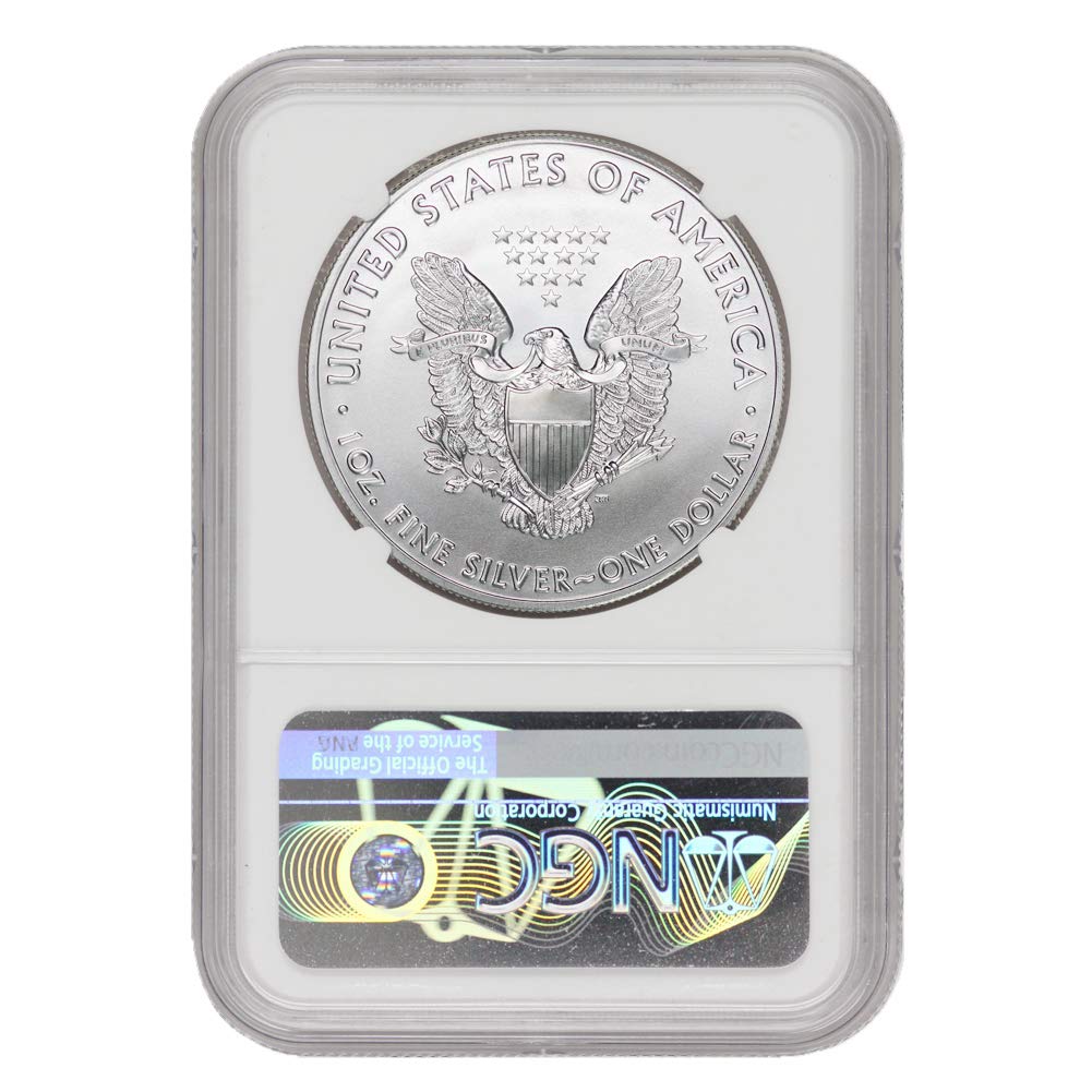 2021 1 oz American Silver Eagle Coin MS-70 (MS70 - Heraldic Eagle T-1 - Early Releases - Eagle Label) $1 Mint State NGC