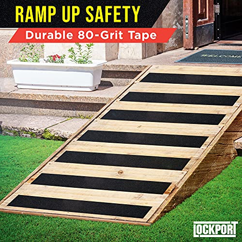 Lockport Grip Tape 2-Pack – Heavy Duty Anti Slip Tape with 80 Grit Traction – 4 in x 50 ft of Waterproof, Oil & UV-Resistant, Grip Tape for Stairs, Treads, & Ramps – Non Slip Tape