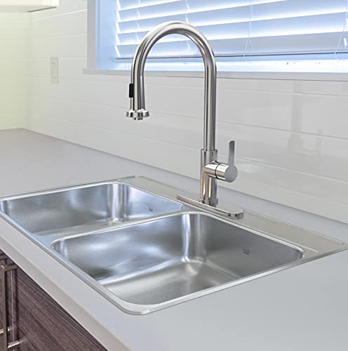KINDRED CDLA3322-7-1N Creemore 33-in LR x 22-in FB x 7-in DP Drop In Double Bowl 1-Hole Stainless Steel Kitchen Sink, 33" x 22"