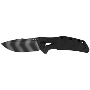 zero tolerance 0308blkts, drop point pocket knife, 3.75-in. blade, manual kvt ball bearings opening, titanium frame lock , black