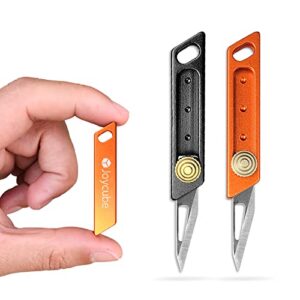 joycube 2-pack mini utility knife box cutter, compact retractable package letter opener, small pocket knife edc cutting tool (black/orange)