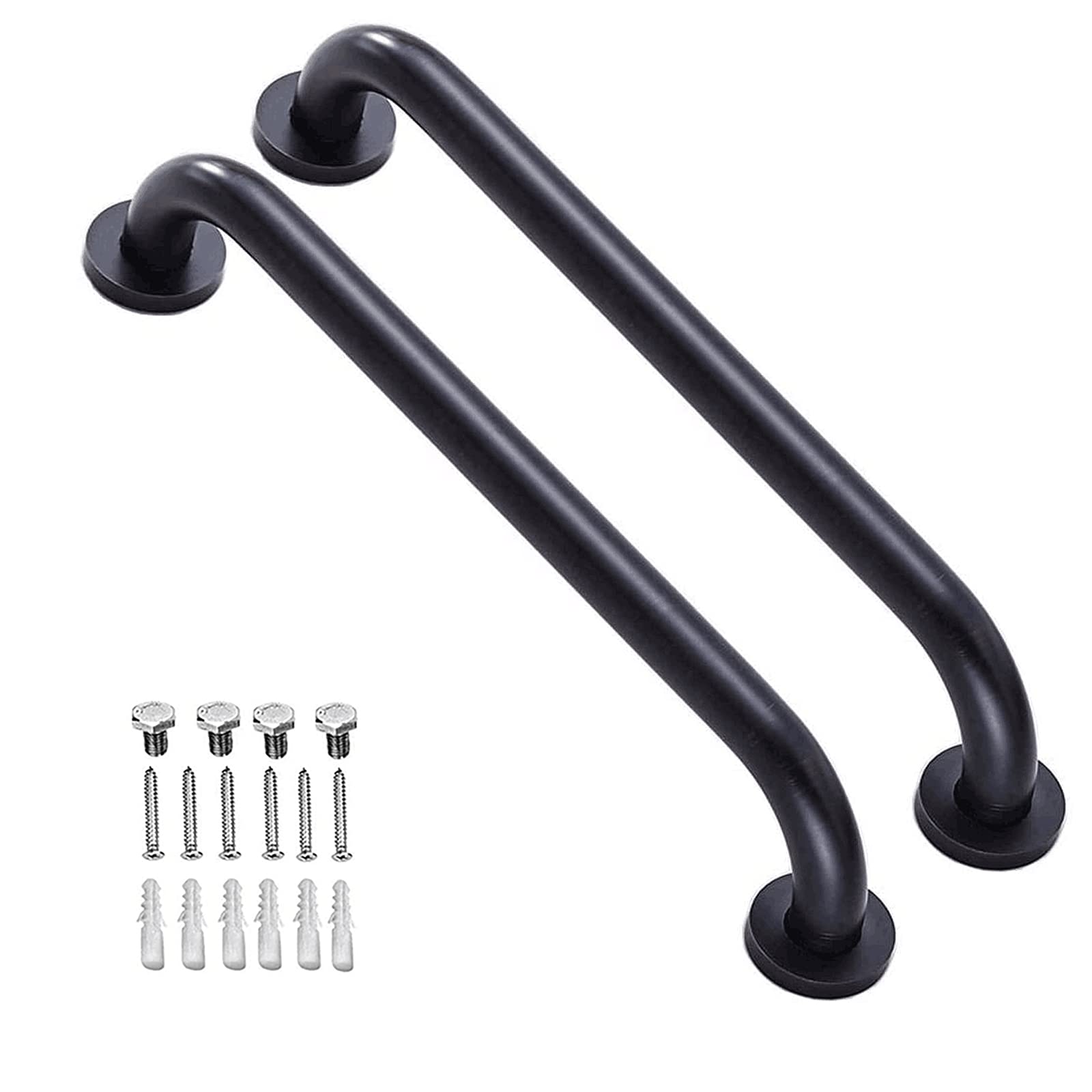 2 Pack 16 Inch Matte Black Shower Grab Bar,ZUEXT Stainless Steel Wall Mount Safety Grab Bar Handle,Bathroom Balance Bar, Safety Hand Rail Support - Handicap, Elderly, Injury, Senior Assist Bath Handle