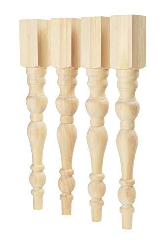 CAROLINA LEG CO. Chunky Rustic Modern Farmhouse Table Legs - Unfinished - DIY Furniture - Turned Legs - Set of 4 - Dimensions: 3.5" x 29"