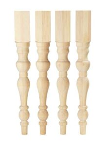 carolina leg co. chunky rustic modern farmhouse table legs - unfinished - diy furniture - turned legs - set of 4 - dimensions: 3.5" x 29"