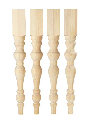 CAROLINA LEG CO. Chunky Rustic Modern Farmhouse Table Legs - Unfinished - DIY Furniture - Turned Legs - Set of 4 - Dimensions: 3.5" x 29"