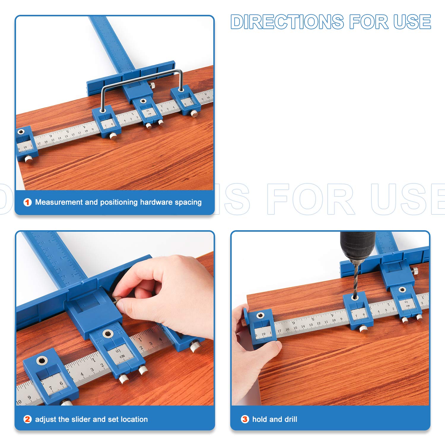 Cabinet Hardware Jig Tool - Adjustable Punch Locator Drill Template Guide, Wood Drilling Dowelling Guide for Installation of Handles Knobs on Doors and Drawer