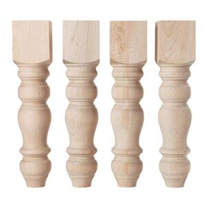 carolina leg co. maple chunky bench legs - replacement coffee table legs - unfinished - set of 4 - made in nc - dimensions: 3.5" x 16"