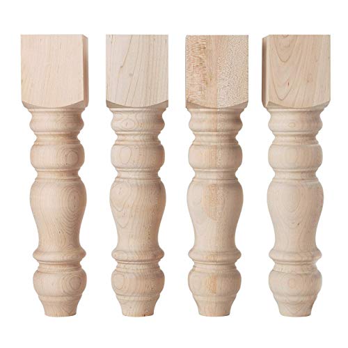 CAROLINA LEG CO. Maple Chunky Bench Legs - Replacement Coffee Table Legs - Unfinished - Set of 4 - Made in NC - Dimensions: 3.5" x 16"