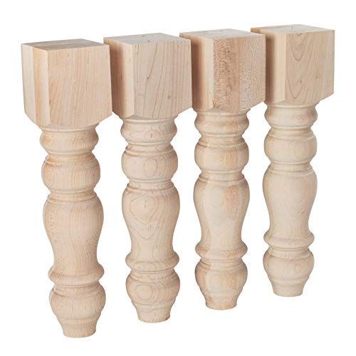 CAROLINA LEG CO. Maple Chunky Bench Legs - Replacement Coffee Table Legs - Unfinished - Set of 4 - Made in NC - Dimensions: 3.5" x 16"