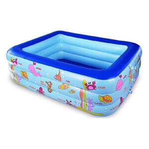 inflatable pool for kids, family kiddie pool 70" x 55" x 24" blow up pool, ocean world kids swimming pool for backyard, garden, outdoor, party, ball pit pool