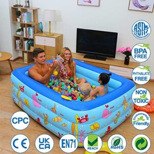 Inflatable Pool for Kids, Family Kiddie Pool 70" x 55" x 24" Blow Up Pool, Ocean World Kids Swimming Pool for Backyard, Garden, Outdoor, Party, Ball Pit Pool