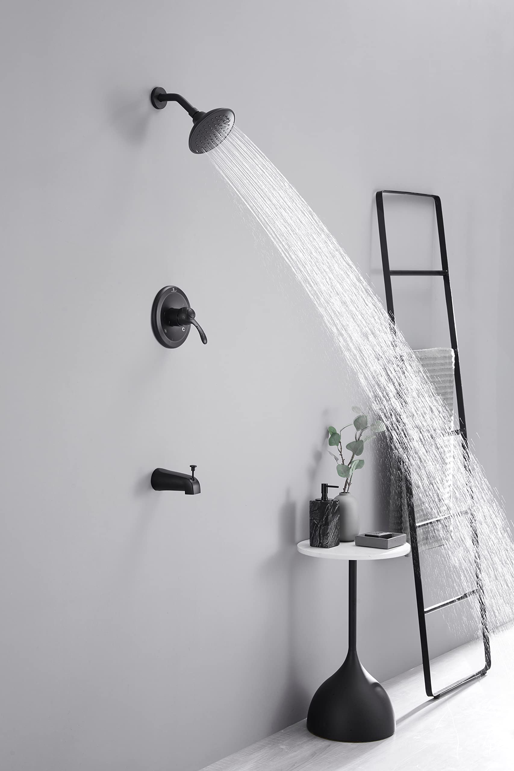 HOMELODY Shower System Black Shower Faucet Set (Valve Included) 6-Inch Shower Faucet & Bathtub Faucet with Diverter, Tub and Shower Faucet Combo, Shower Faucets Sets Complete, Matte Black