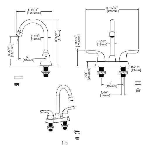 3 Hole, 4-Inch, 2-Handle Bathroom Sink Faucet, Brushed Nickel Bathroom Faucet, Lead-Free Faucet for RV Bathroom Faucet