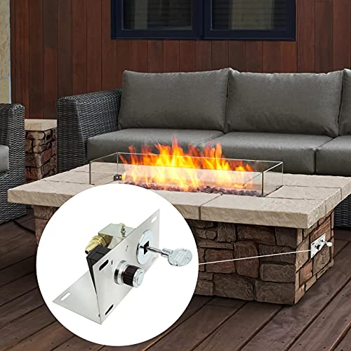 MCAMPAS Stainless Steel Fire Pit Gas Burner Spark Ignition Control Panel Kit- Including Push Button Igniter Gas Shut-Off Valve with Key