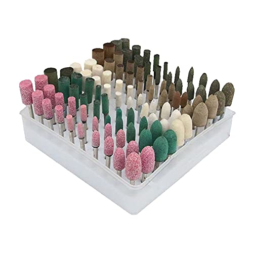 Luo ke 100 Pcs Assorted Shape Polishing Bits Buffing Wheel for Dremel Rotary Drill (Corundum Sand/Sesame/Cowhide/Rubber/Wool)…