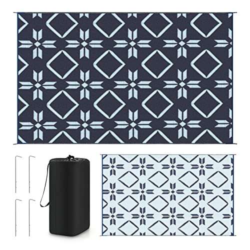Kohree Outdoor Plastic Straw Rug 6x9, waterproof mat for camping patio rugs clearance rugs with 4 corner loops for patio, deck, backyard, picnic. Easy to clean & carry.
