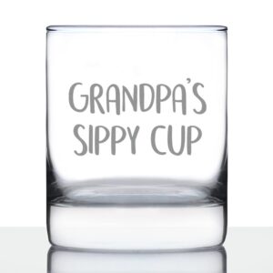 grandpa's sippy cup - unique whiskey rocks glass for grandfathers - cute grandparents themed gifts - 10.25 oz