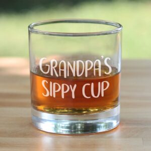 Grandpa's Sippy Cup - Unique Whiskey Rocks Glass for Grandfathers - Cute Grandparents Themed Gifts - 10.25 Oz