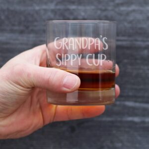 Grandpa's Sippy Cup - Unique Whiskey Rocks Glass for Grandfathers - Cute Grandparents Themed Gifts - 10.25 Oz