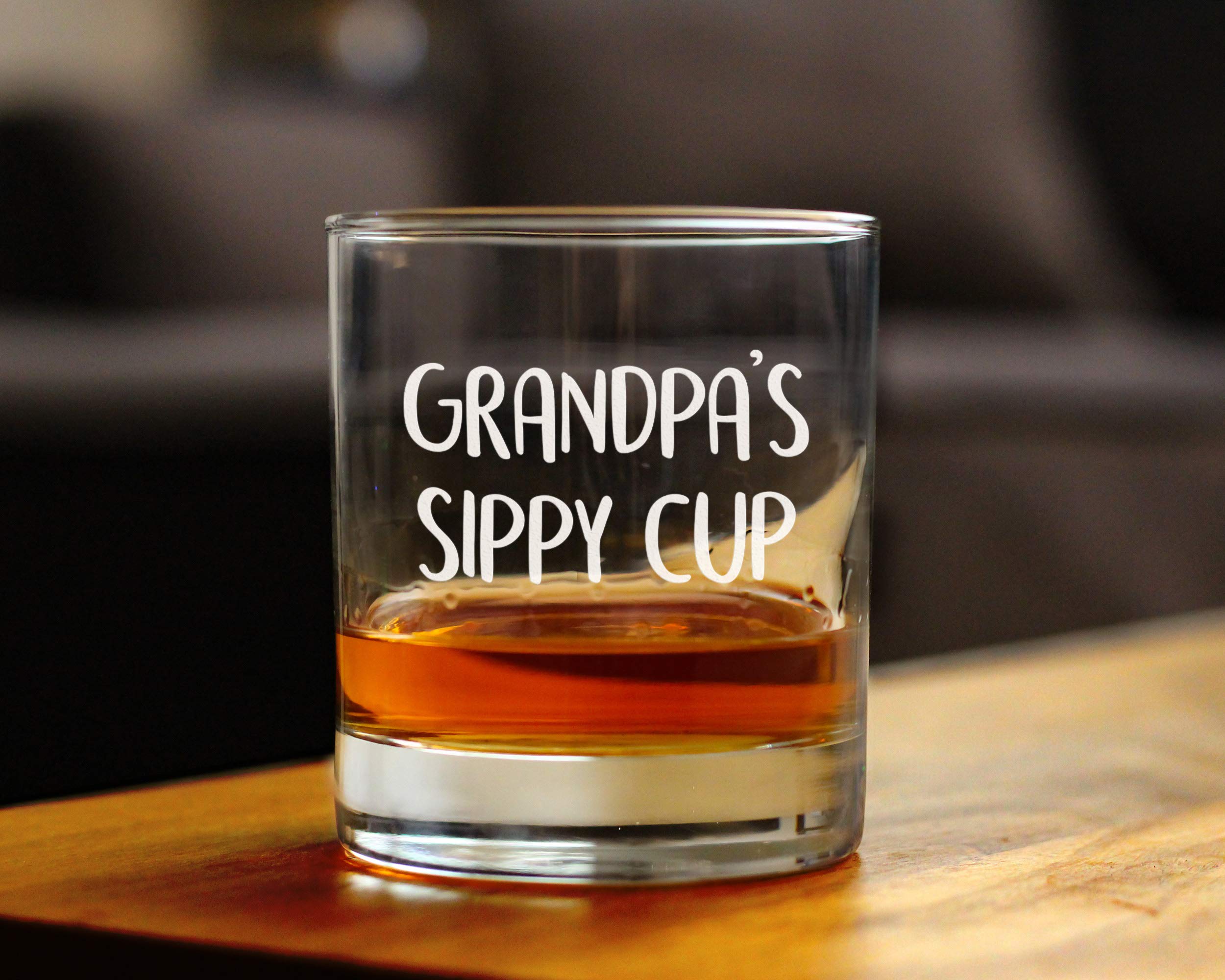 Grandpa's Sippy Cup - Unique Whiskey Rocks Glass for Grandfathers - Cute Grandparents Themed Gifts - 10.25 Oz