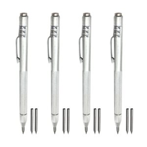 4 pack tungsten carbide scriber with magnet, aluminium etching engraving pen with 8 replacement marking tip, great for glass/ceramics/metal sheet