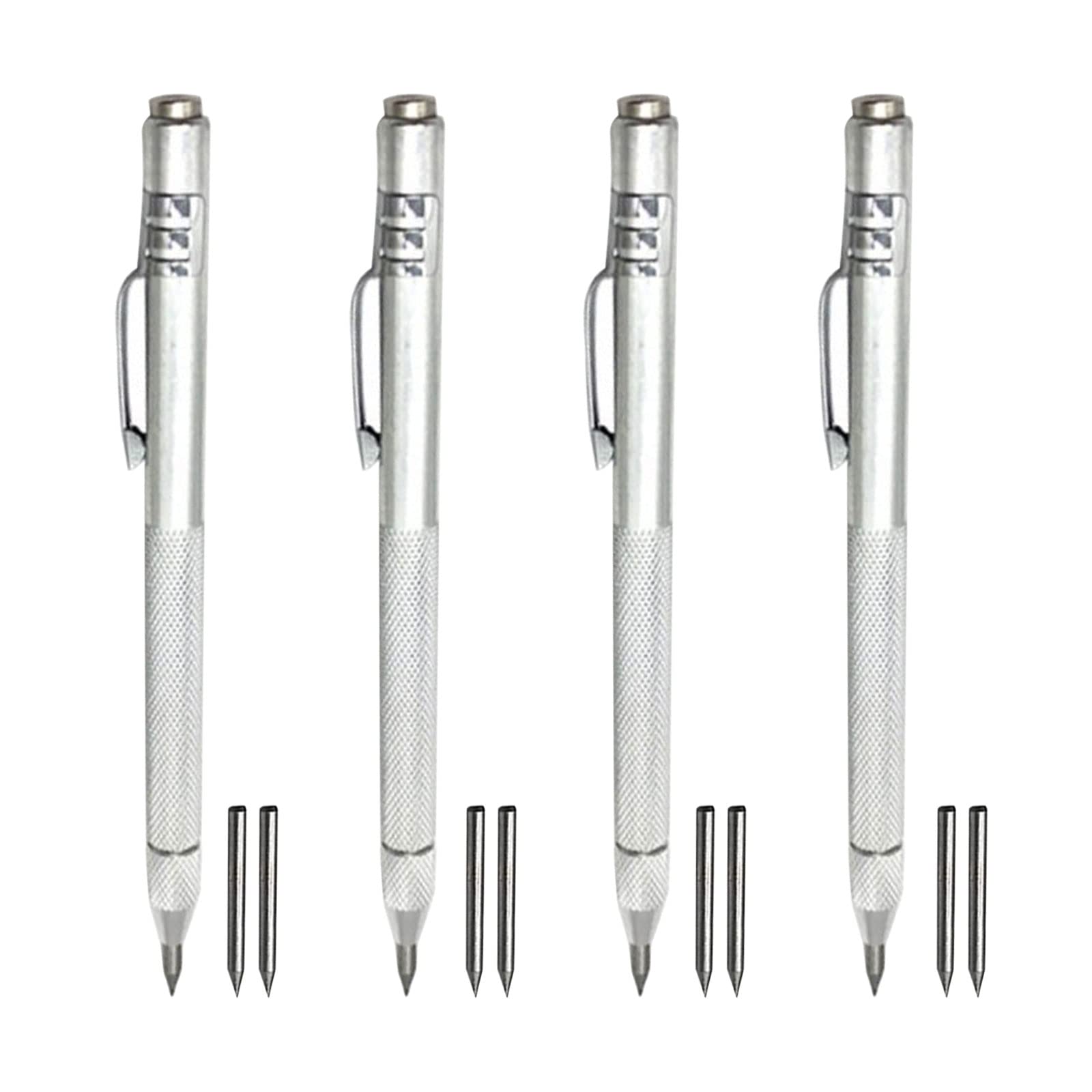 4 Pack Tungsten Carbide Scriber with Magnet, Aluminium Etching Engraving Pen with 8 Replacement Marking Tip, Great for Glass/Ceramics/Metal Sheet