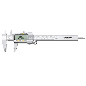 CAMWAY Digital Caliper 6Inch + Feeler Gauge Stainless Steel Electronic Vernier Caliper 150mm, Fractions/Inch/Metric Measuring Tool for Length Width Depth Inner Diameter Outer Diameter