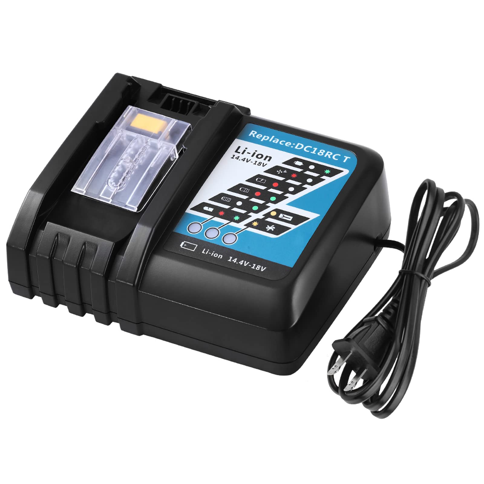 Fast DC18RC Charger Replacement for Makita 14.4V-18V Lithium-ion Battery LXT Compatible with Makita BL1815 BL1830 BL1840 BL1845 BL1850 BL1860 Batteries Charger