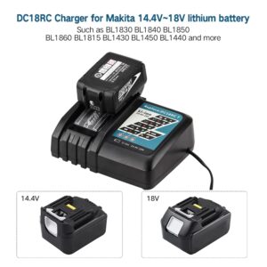 Fast DC18RC Charger Replacement for Makita 14.4V-18V Lithium-ion Battery LXT Compatible with Makita BL1815 BL1830 BL1840 BL1845 BL1850 BL1860 Batteries Charger