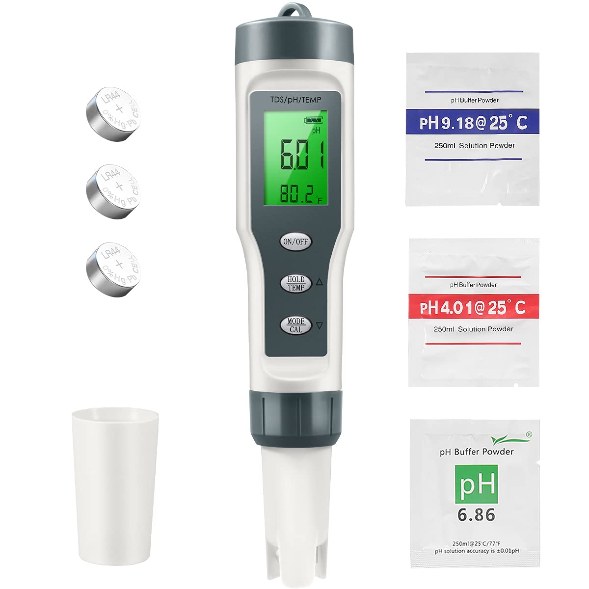 PH Meter, 3-in-1 TDS/PH/Temperature Meter with ATC, 0.01 Resolution High Accuracy, Data Lock Function, LCD Display, Lab Ph Meters