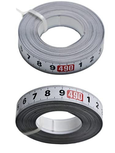 Meichoon Self-Adhesive Measuring Tape Sticky Steel Ruler Tape 1/2 x 16 ft, 5 m Left-Right Reading DC713