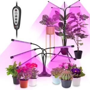 yoyomax grow light plant lights for indoor plants full spectrum led growing lamps with timer for house greenhouse seed starting succulent growth garden seedlings (5 heads)