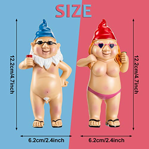 Jetec 2 Pieces Naked Gnome Statue Garden Gnome Art Decoration Peeing Gnome Naughty Garden Statue Fun Gnome Statue for Home Indoor or Outdoor Lawn Garden Decorations, Man and Woman? Stand Style?