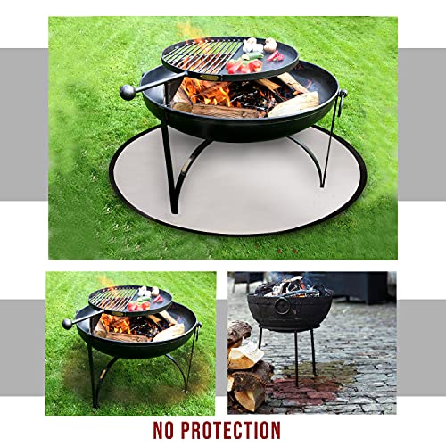 BRINELLE Fireproof Mat for Fire Pit 36" Round, Fireproof Mat for Deck and Outdoor Patio, 3 Layer Fire-Resistant Grill Mat for Lawn Protection, Heat Shield Fire Pit Mat for Grass, Ground and Wood Floor