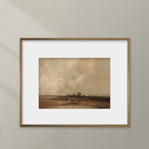 Coastal Marsh Landscape Print - Vintage Sunset Art, French Country Cloud Print - Unframed